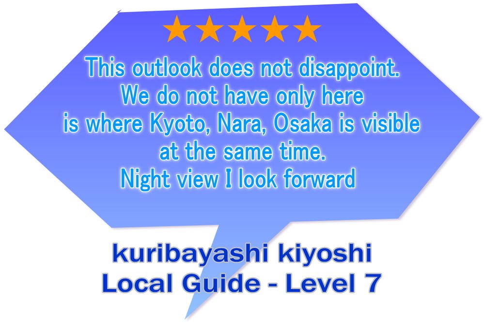 Caption;Review of 交野山,"This outlook does not disappoint. We do not have only here is where Kyoto, Nara, Osaka is visible at the same time. Night view I look forward."