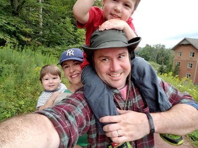 Here I am with the fam, hiking Hunter Mountain in August 2017
