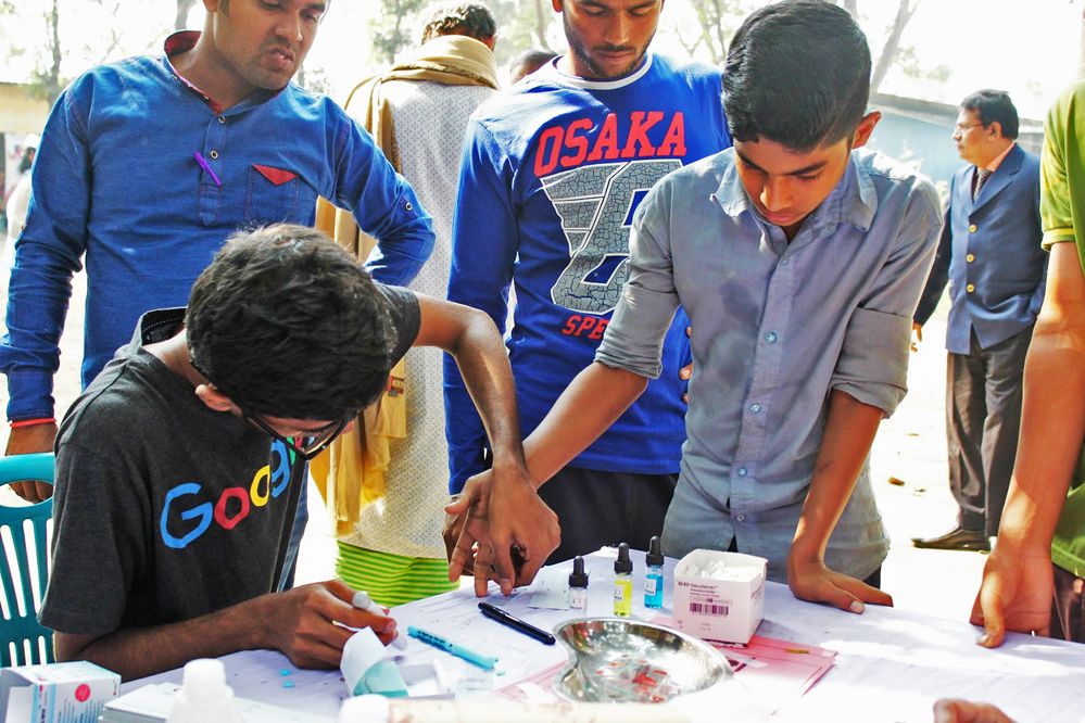 Our Leader and Moderator Mahabub Hasan Munna is checking the Blood Group...