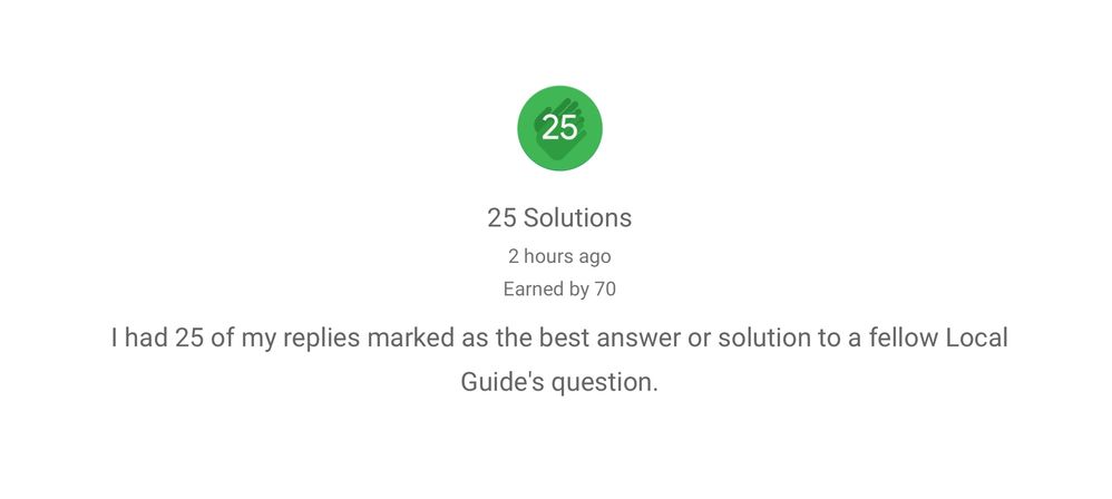 25 Solutions Badge earned by 70