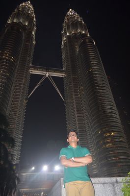 in front of Petronas twin towers