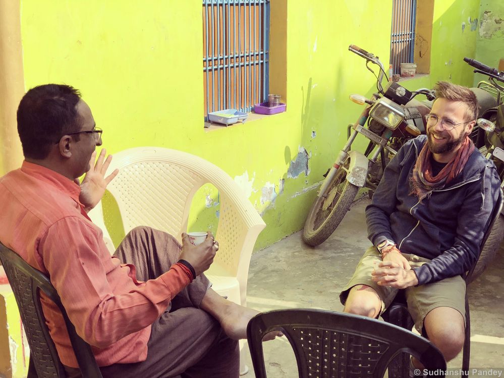 Mr Jordan Chatting With My Father After Having Banarsi Chai Or Tea. I  Hosted Him At Our Residence..