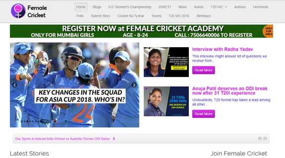 Female Cricket's Website