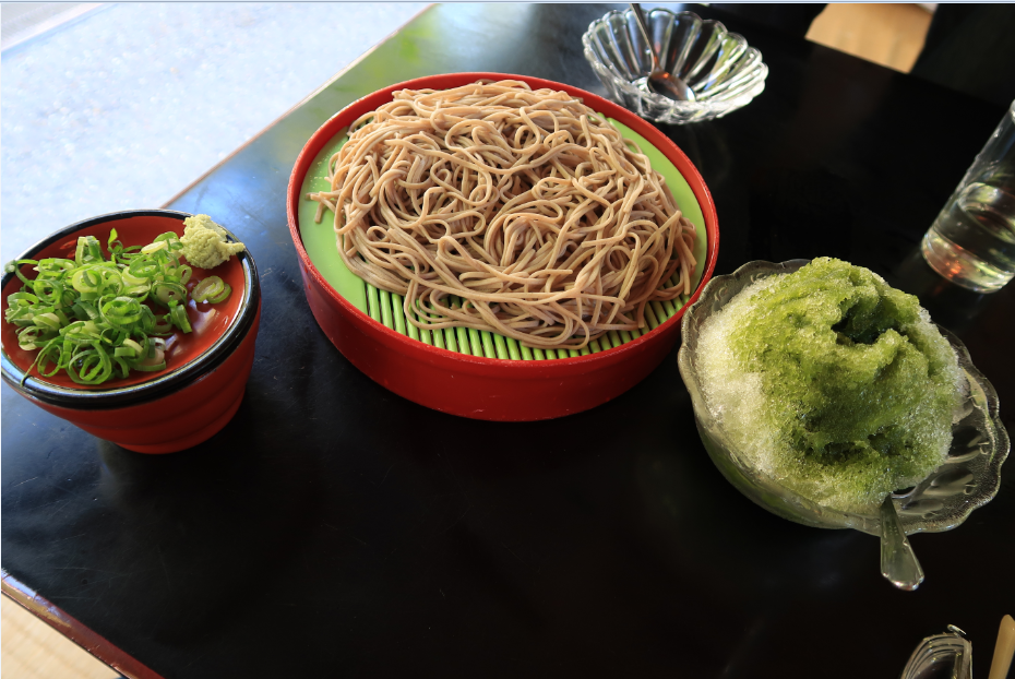 Soba Mie and Red Bean Matcha Ice