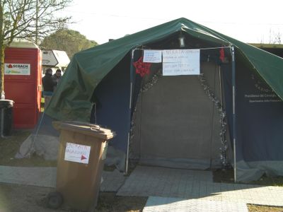 A tent for food/goods distribution