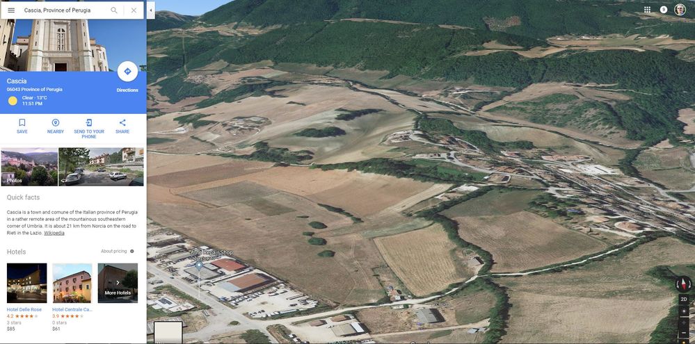 Screenshot from Google Maps - Cascia - Landfield