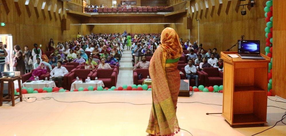 I am speaking about Google Local Guides Program at Lalmatia Mohila College, Dhaka