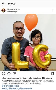 Sharing your happiness, Me and My Daugther during Jakarta Local Guides Community Anniversary.