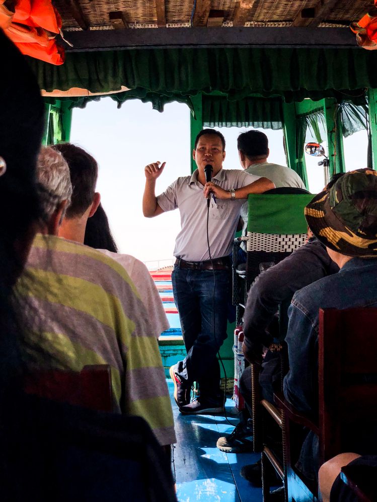Our tour guide on the Mekong Delta cruise. This full day trip, with lunch, costs only $12 per person. It can be booked through any local hotel.