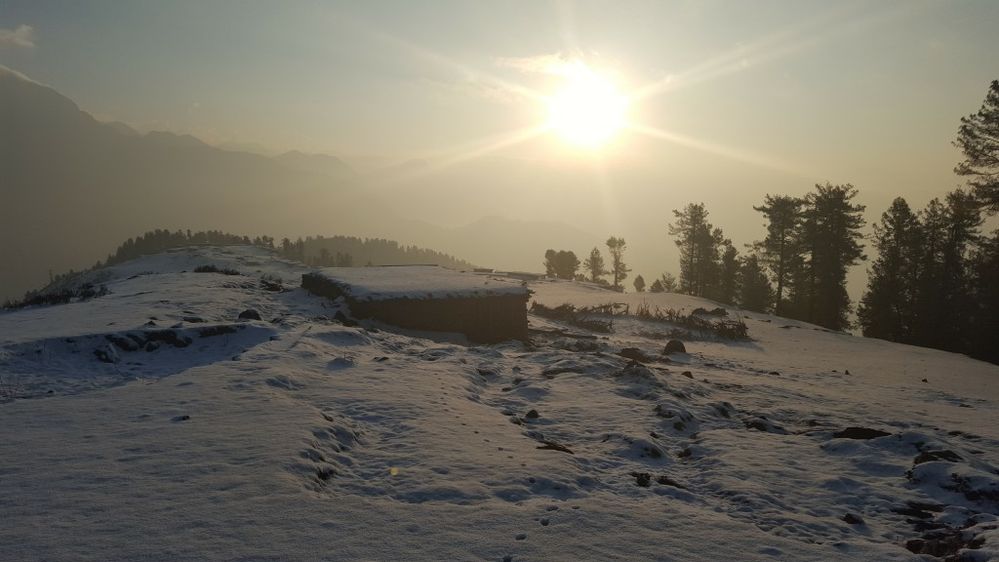 Sun Rise At Baanr Meadows Kashmir.