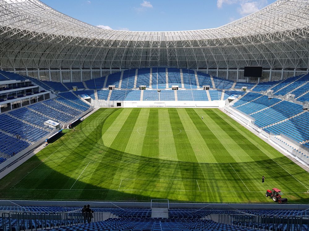 Caption: A photo of the field and stands at Ion Oblemenco Stadium in Craiova, Romania. (Local Guide Cristi Petrescu)