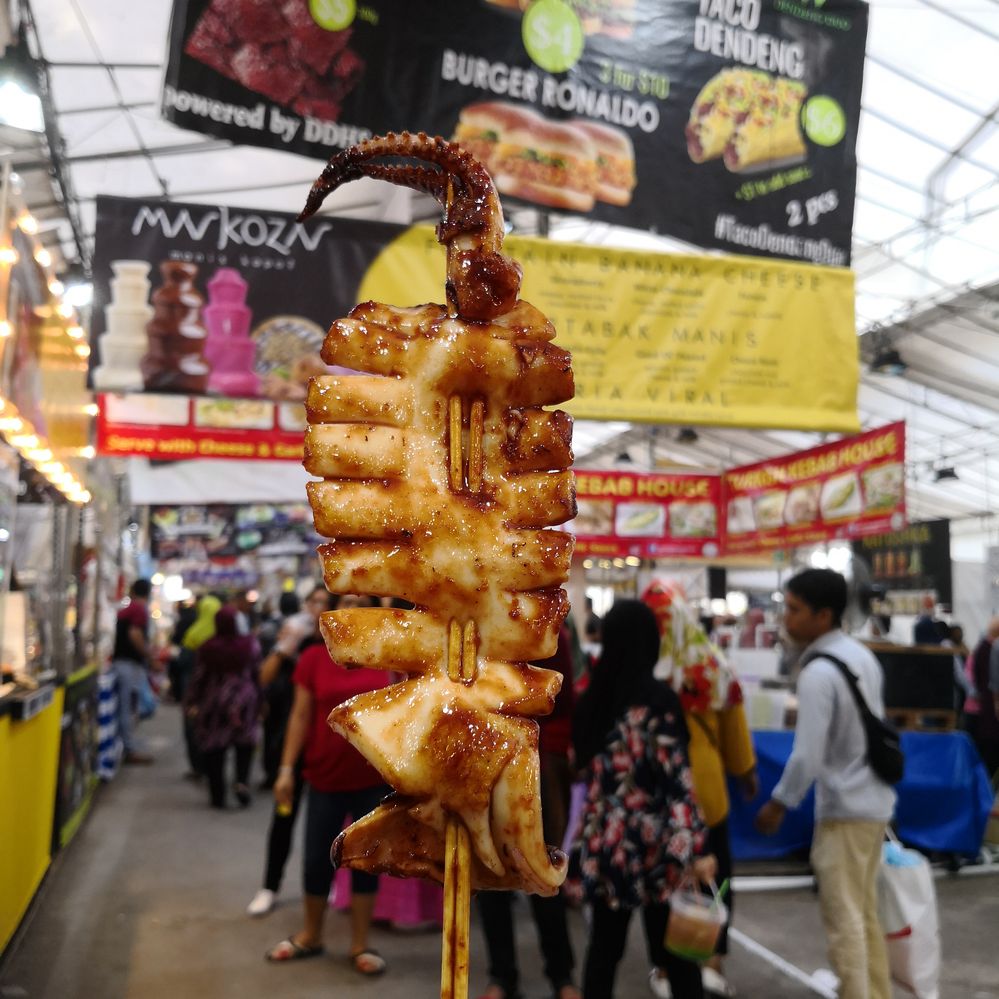 Grilled squid on a stick