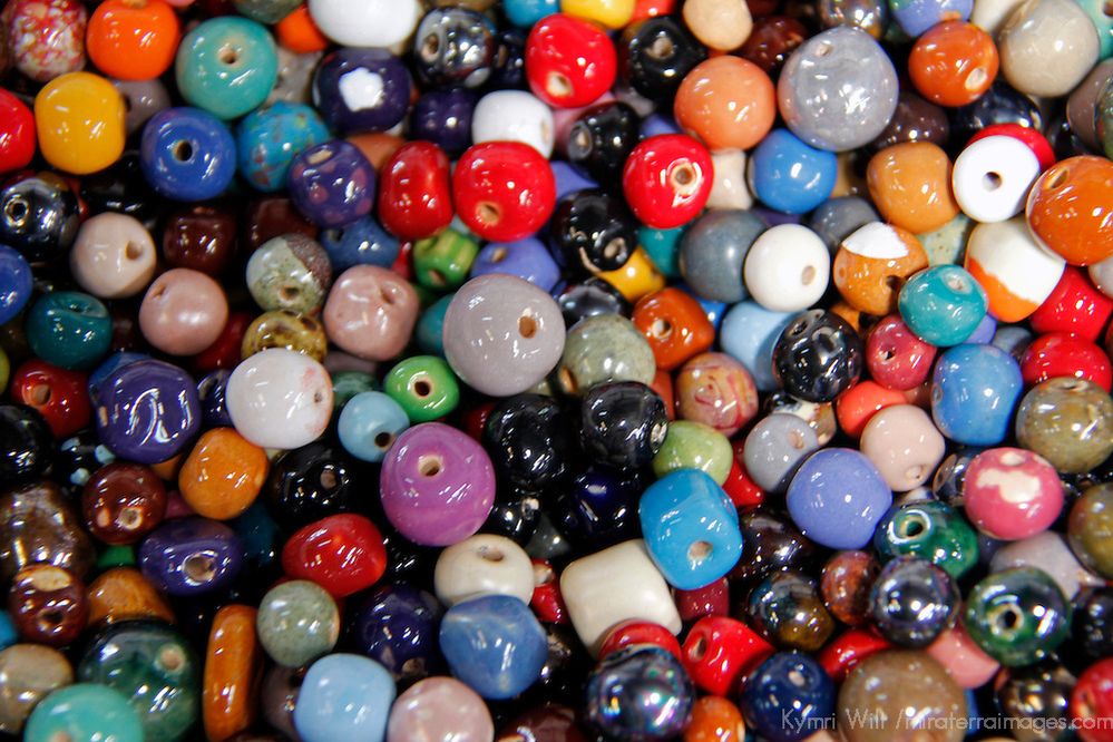 Kazuri beads used to create colorful neckpieces, bracelets, and earrings.