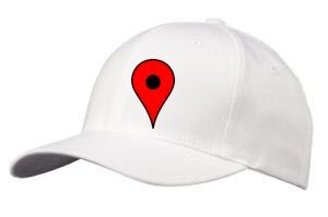 The Google Marker Pin on a white cap