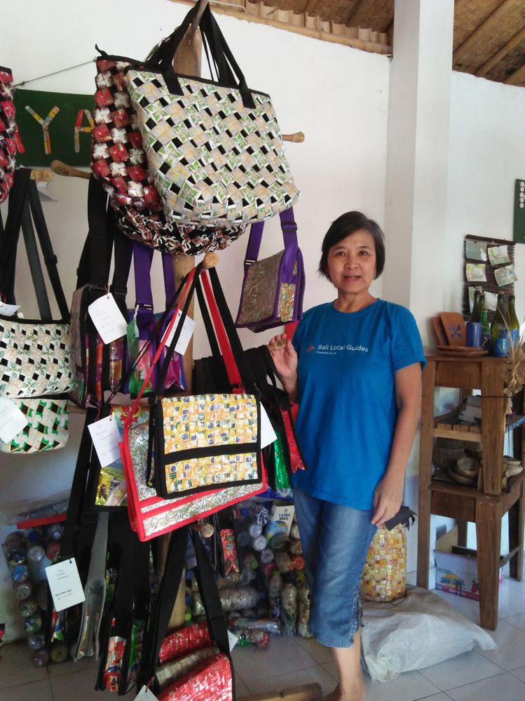 Bags made from plastics.