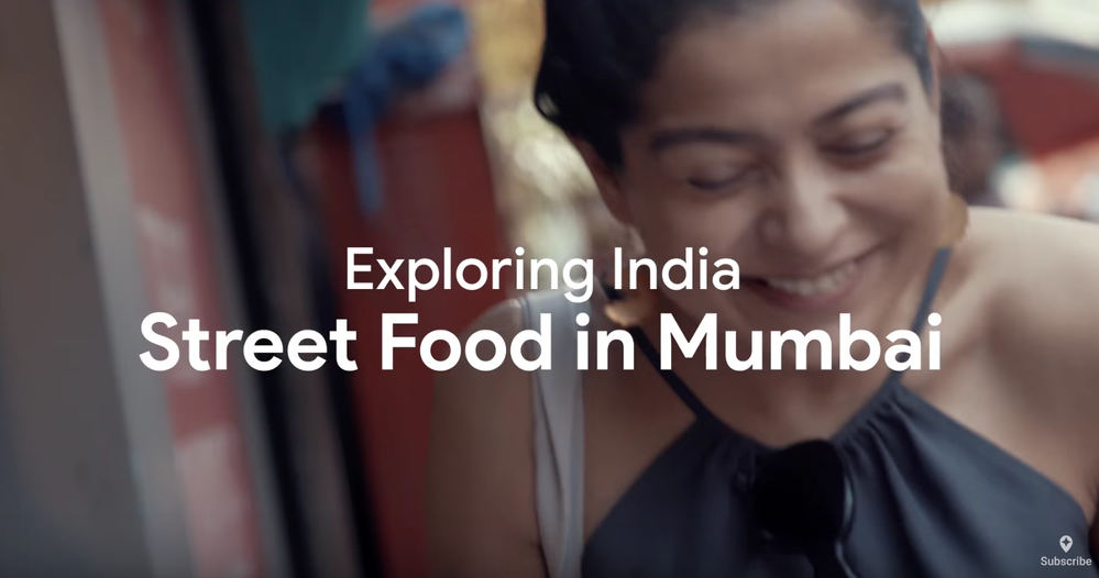 Caption: A screenshot from the Exploring India: Street Food in Mumbai YouTube video featuring Local Guide Roshni Bajaj.