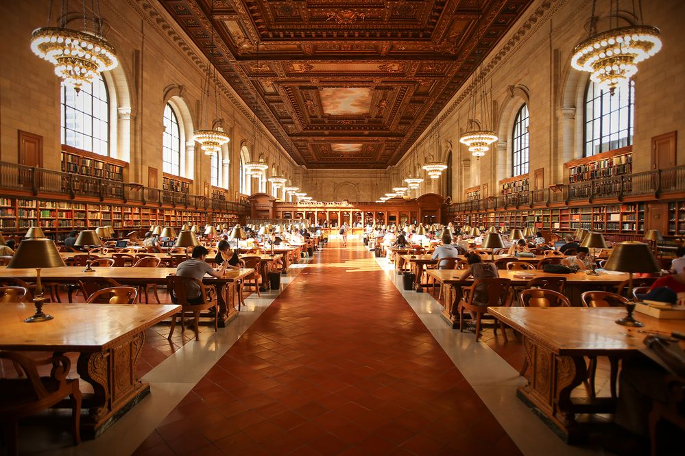 Caption: A photo of the reading room in the New York Public Library - Stephen A. Schwarzman Building. (Local Guide David Markovic)