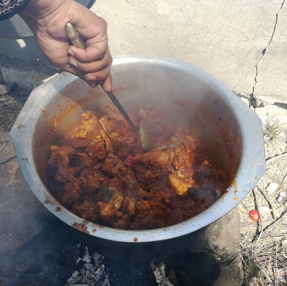 Cooking Mutton for lunch