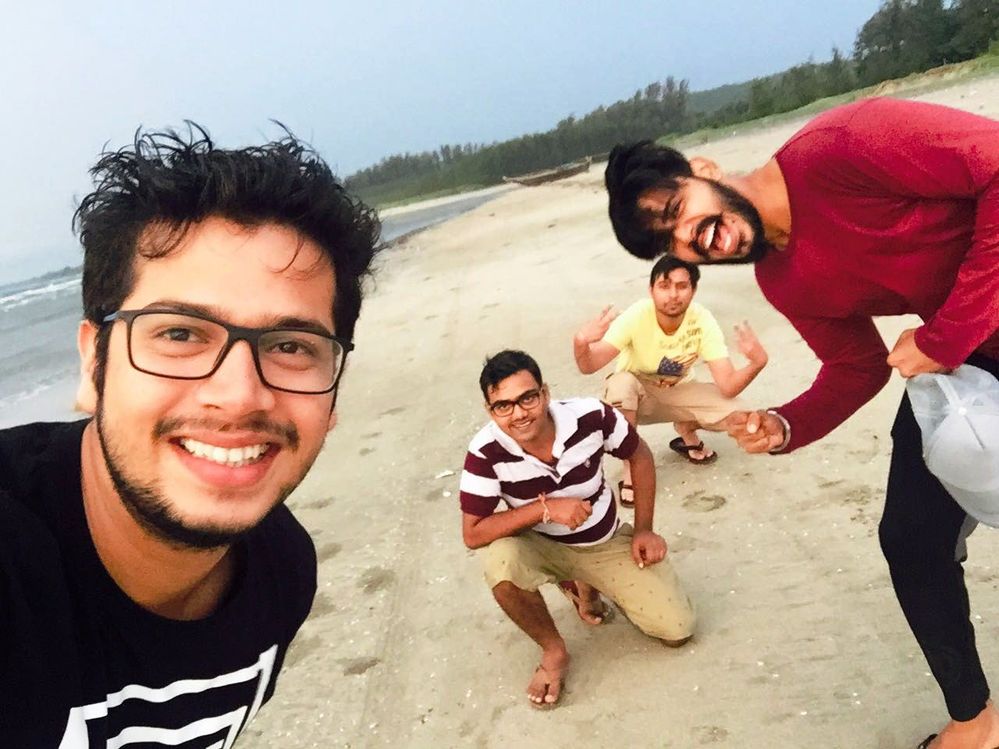 with friends at malvan beach