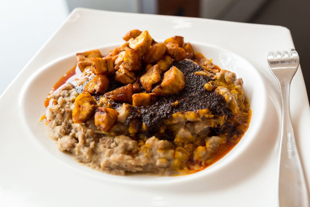 Ewa Agoyin with Fried Plantain