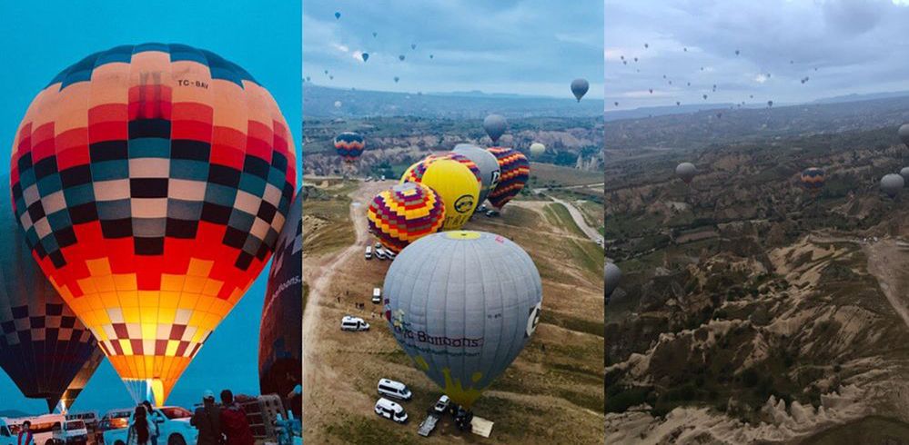 Caption: A collage of three photos that show colorful hot air balloons in the sky. (Local Guide Vinvan)