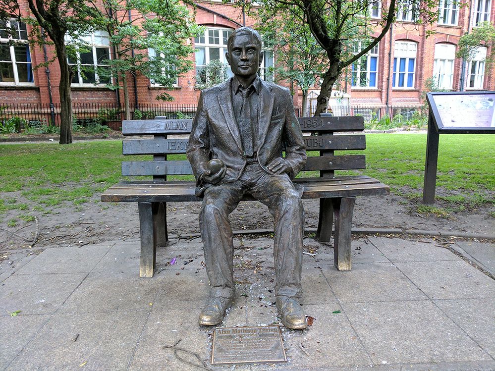 Caption: A photo of the Alan Turing monument in Manchester, England. (Local Guide Carbo Kuo)