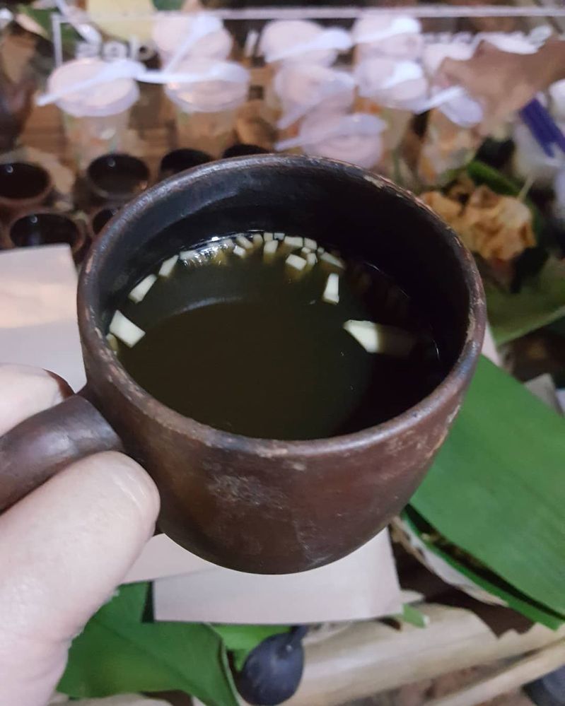 Traditional beverage called  "wedang malon"