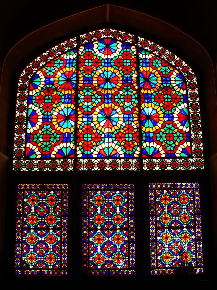 Colorful windows in historical houses