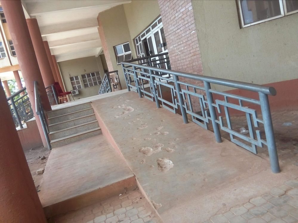 Accessibility path way at the entrance into the building of the Secretariat, Awka. Although it is rough