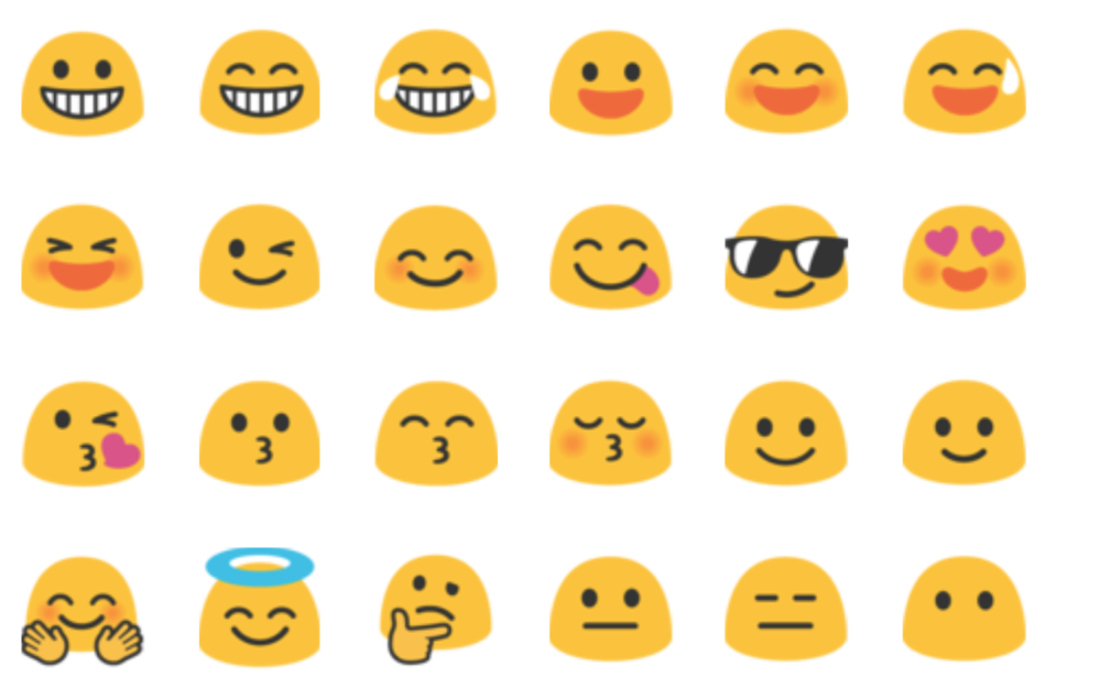Caption: A screenshot of different Google emoji faces on Gmail.