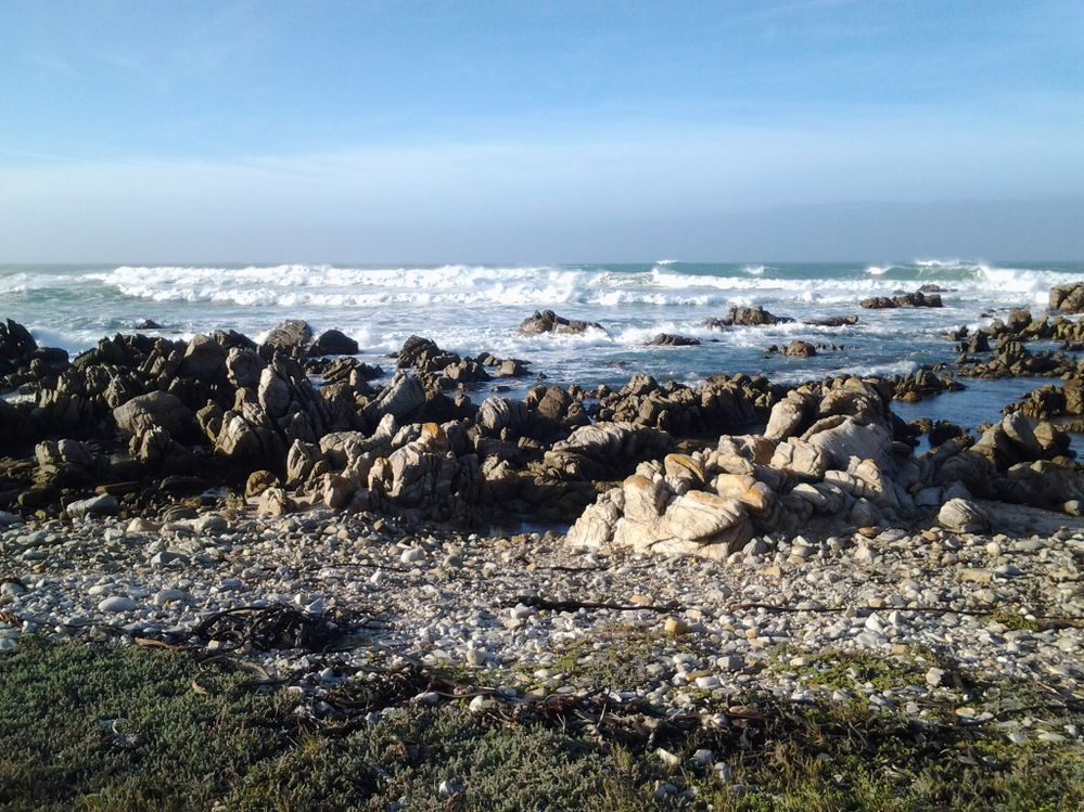 Capation: A photo of Cape Agulhas, a rocky headland in Western Cape, South Africa. (Local Guide @Safdarrai)