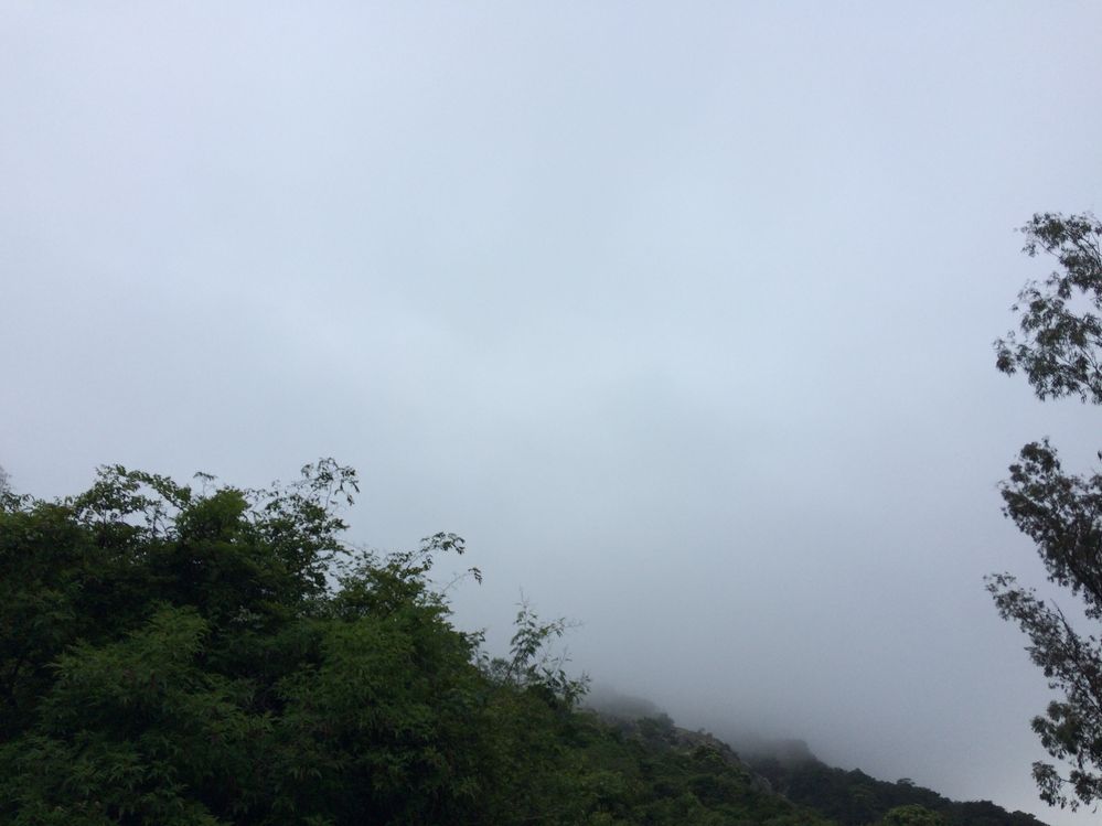 While coming down: watch the clouds touching hills: enjoying nature