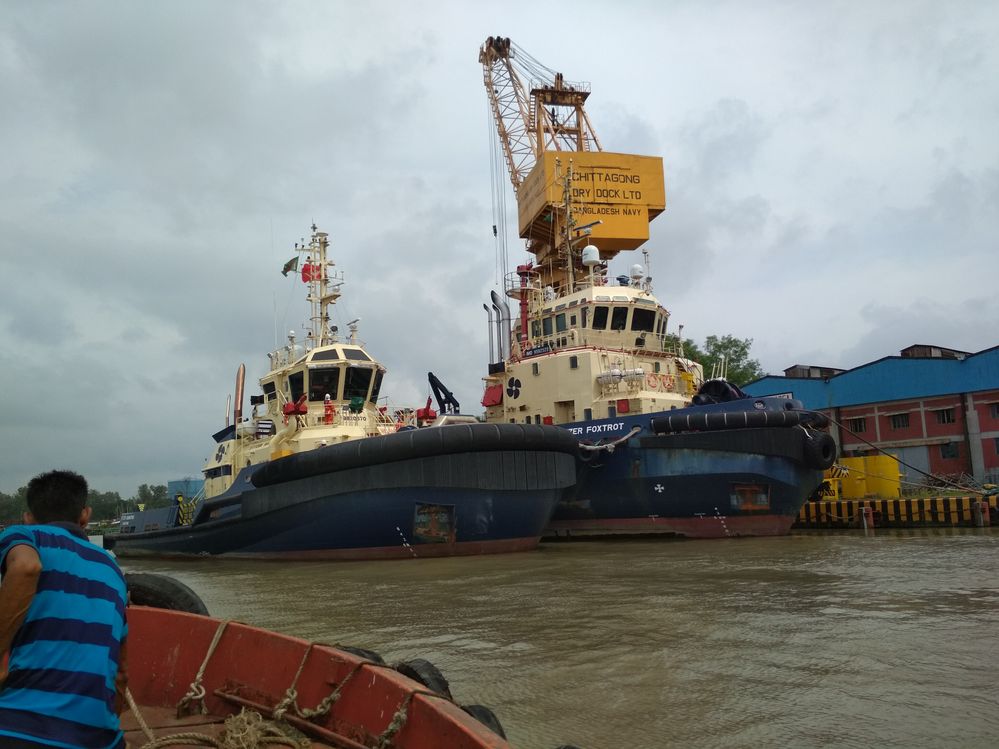 Two tugug boats in Chittagong Dry Dock Jetty.