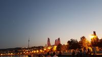 View of Baku Flame Towers from Sea Side