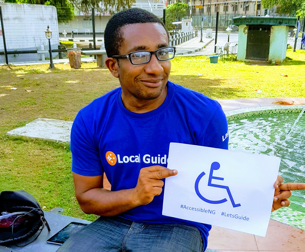 Emeka disolays the Accessibility Symbol