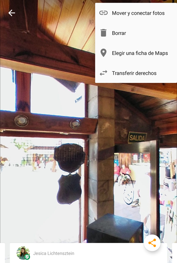 Vista de la pantalla al abrir el menú en la aplicación Street View