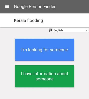 Caption: A screenshot of Google Person Finder being used to locate someone during the Kerala flooding.