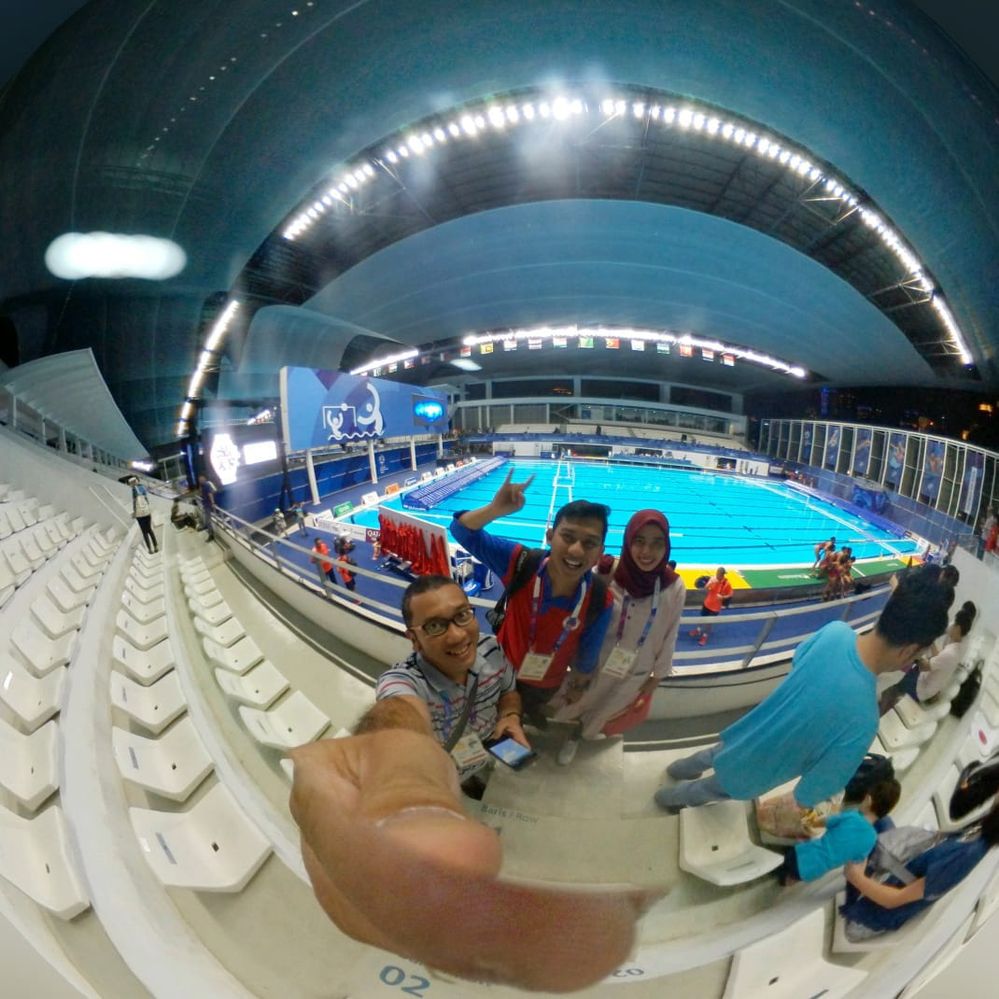 Me and my friends during asian games in aquatic venue