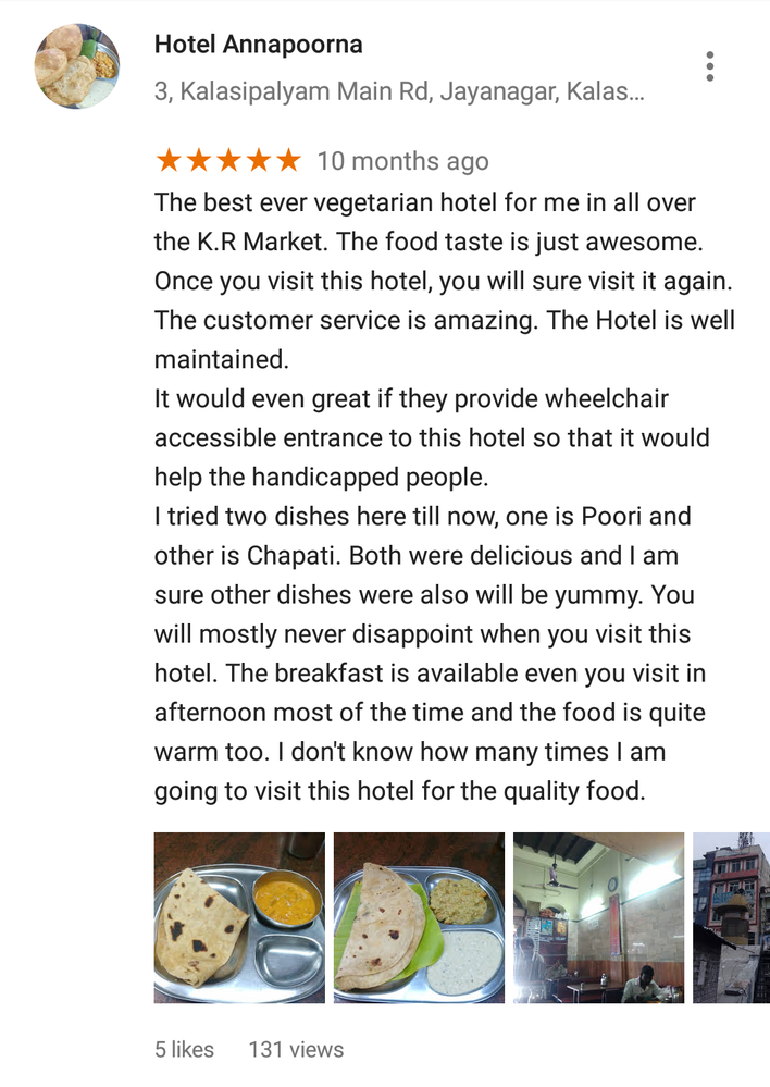 Hotel Annapoorna, Bengaluru