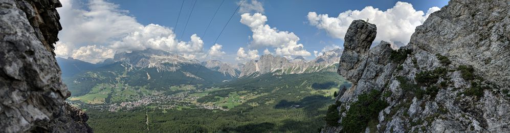 View from the middle of the route on the city of Cortina D'Ampezzo