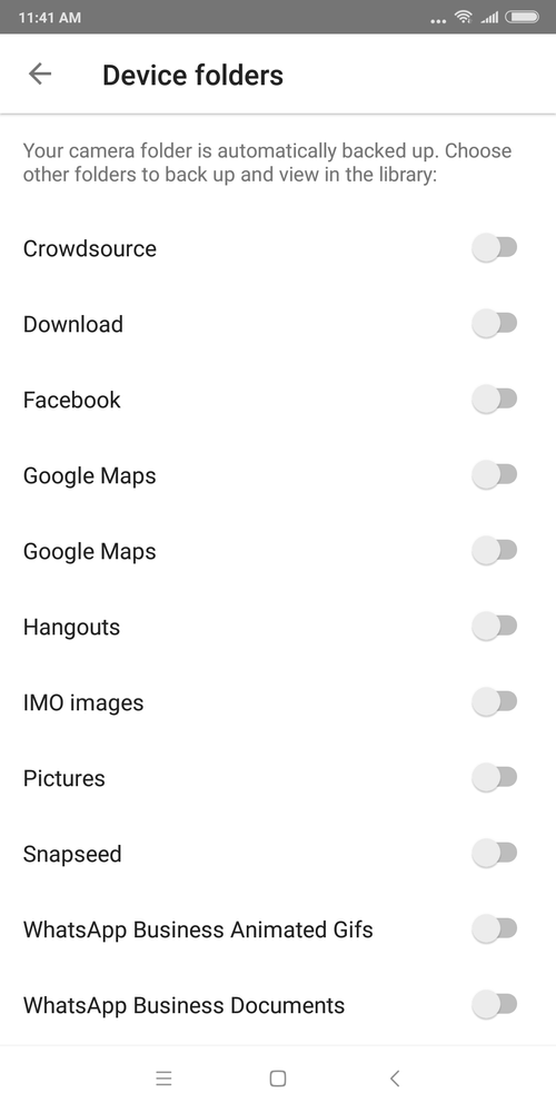 On Google Photos Device back up we can opt