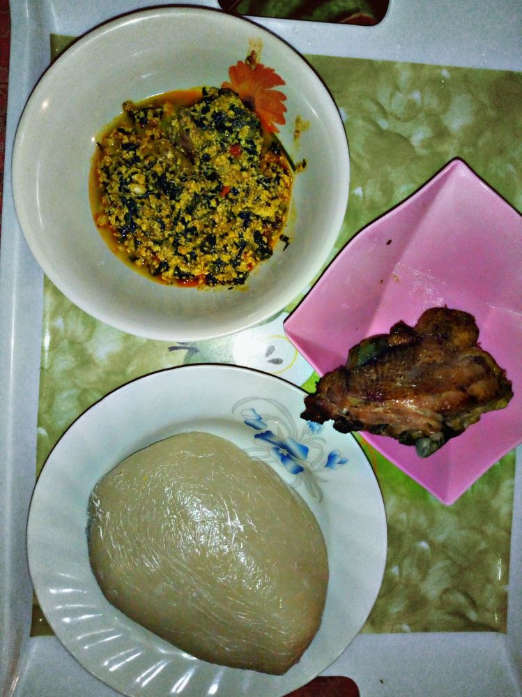 Egwusi soup and starch