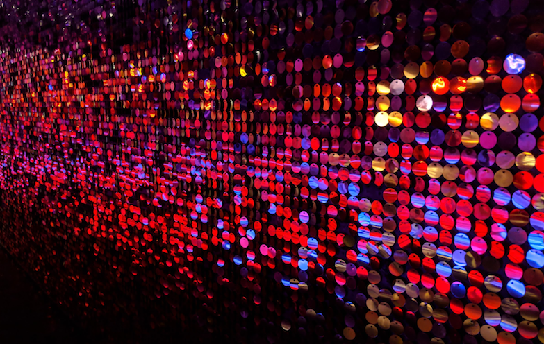 Caption: Sequins wall at NYC's Color Factory