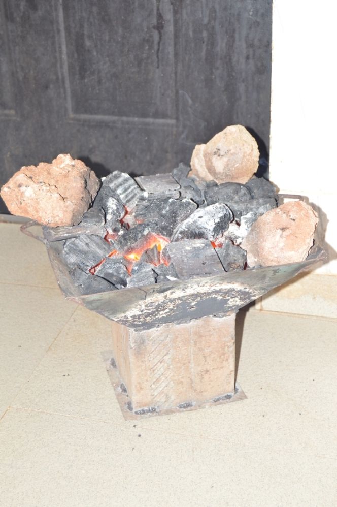 The charcoal pot is ready to be used