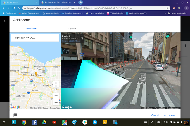 blue boxes popping up in street view on creators local tours after searching a place and going to it.