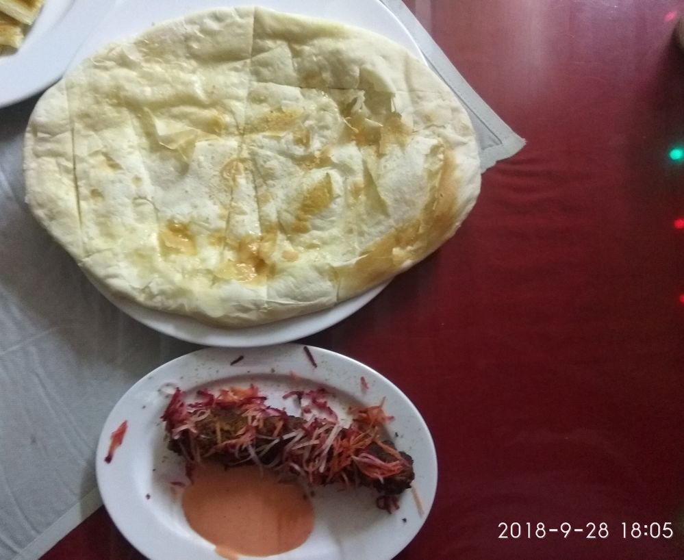 Naan Roti and Beef Kebab
