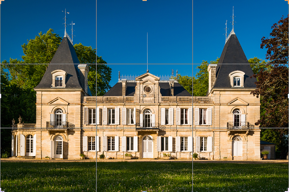 Caption: A photo of the exterior of a French chateau with a grid overlay showing two horizontal and two vertical lines. (Getty Images)