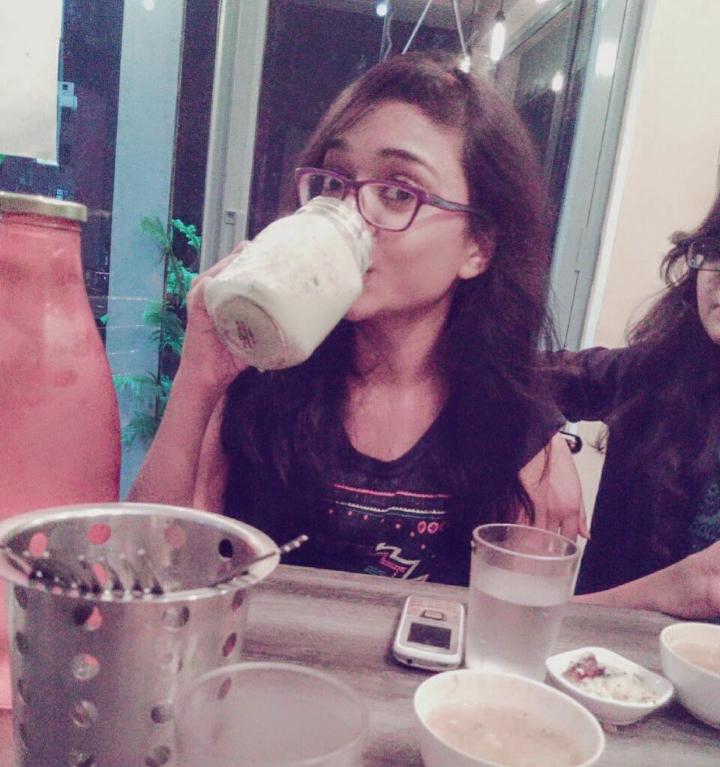 The glass bottle in my hand that is paan shake
