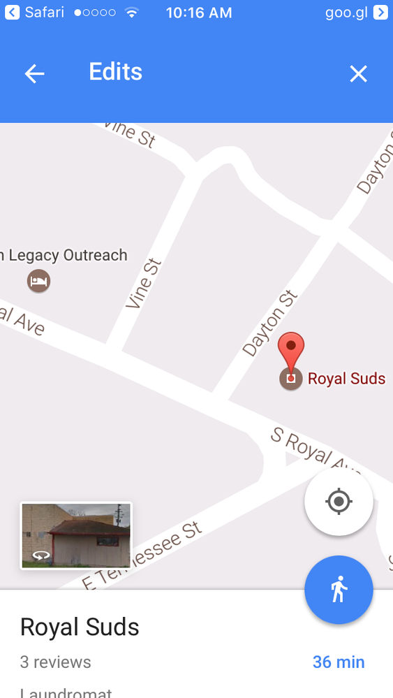 Wrong location for Royal Suds.
