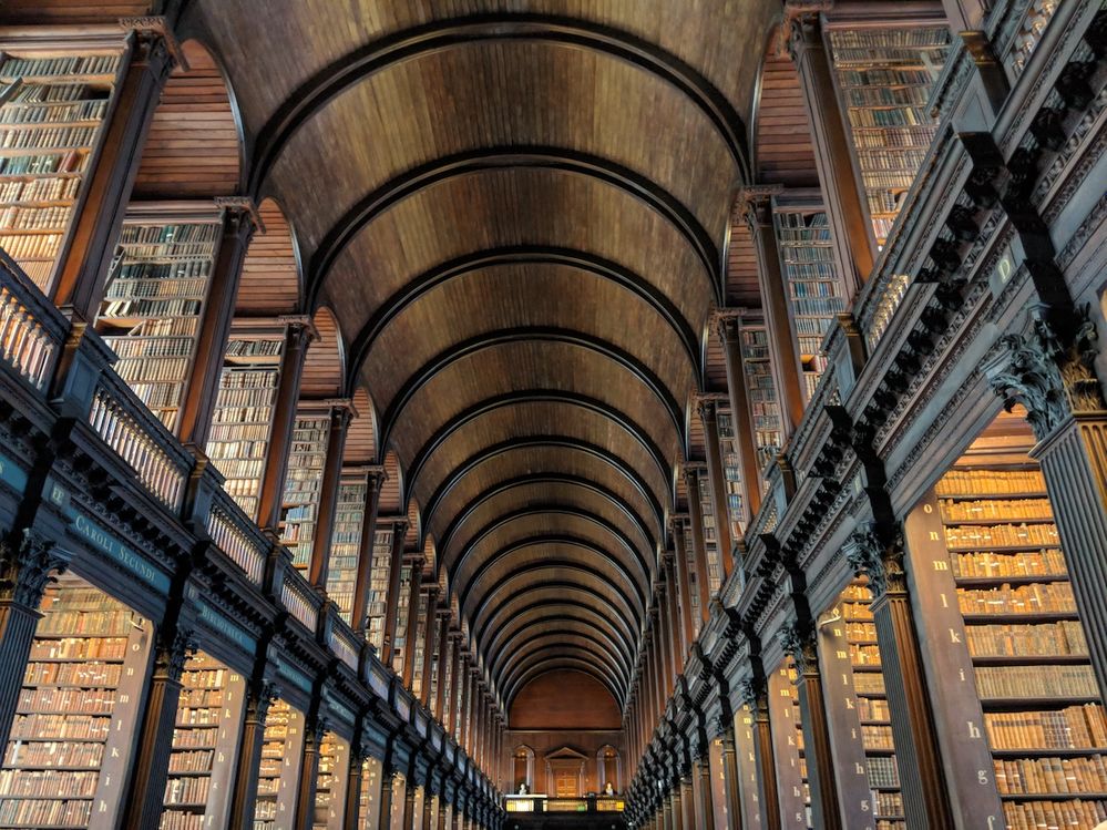 Caption: A photo of The Long Room in Trinity College's Library in Dublin, Ireland